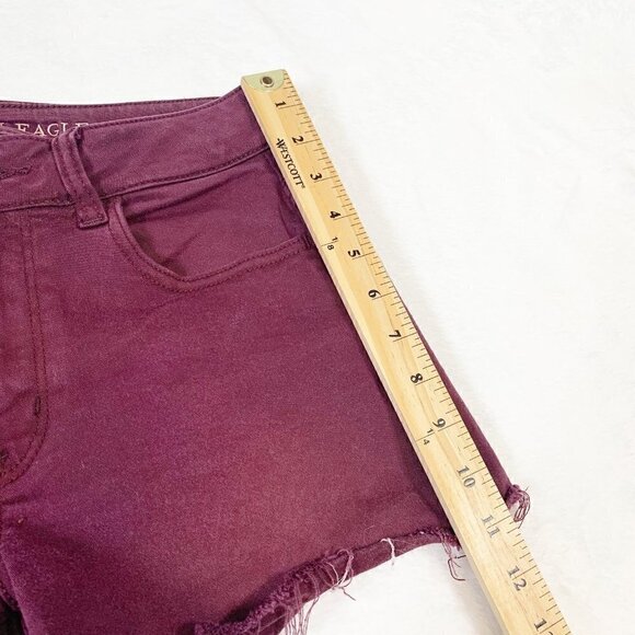 American Eagle purpleish hi-rise shortie cutoff stretch denim shorts - Size 4 - Picture 5 of 10